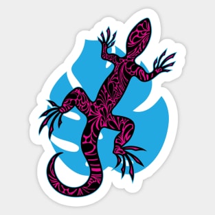 Pink Doodle Pattern Lizard Sticker